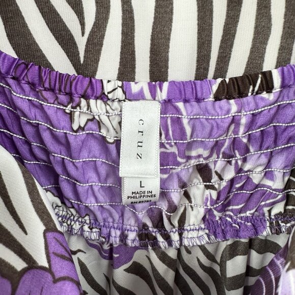 NATORI CRUZ 2 PIECE SET robe slip nightgown satin floral midi kimono purple L - Picture 13 of 13